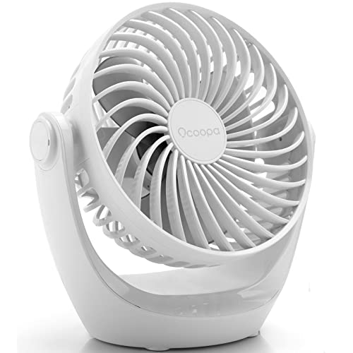 OCOOPA USB Ventilator, Ventilator klein Tischventilator mit starkem Luftstrom und Leise Betrieb 3 Geschwindigkeiten, 360 ° Drehbarer Kopf, Einfach zu Tragen für Büro, Zuhause und im Freien von OCOOPA