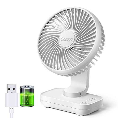 OCOOPA USB Ventilator Ultra Leise - 4000mAh Tischventilator, 4 Geschwindigkeiten, Mini Ventilator für den Schreibtisch, Zuhause und Büro, weiß von OCOOPA