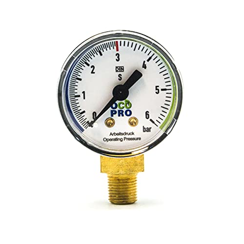 CO2 Arbeitsdruck Manometer für Druckminderer Ersatzmanometer 0-6 bar 1/8" Gauge von OCOPRO