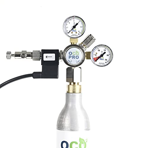 CO2-Druckminderer für SodaStream o.Ä. Zylinder. Mit integriertem Rückschlagventil u. einstellbarem Arbeitsdruck. OCOPRO Made in Germany. (mit Magnetventil) von OCOPRO