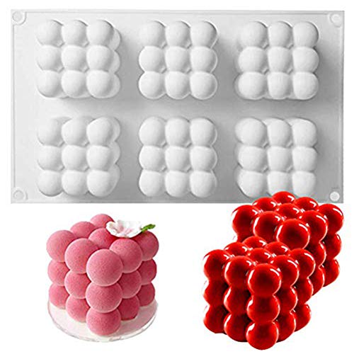 OCPO Kitchen Mousse Kuchenform, Antihaftend 3D Silikonform Backen, Wolken Silikonform Mousse Kuchenform BPA-Frei, Silikonform Kuchen Quadratisch für Pudding Dessert Schokolade (6 Mulden) von OCPO Kitchen