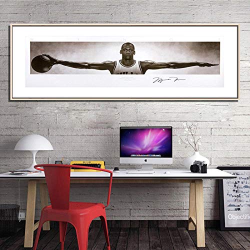 OCRTN Michael Jordan Wings Poster Wandkunst Leinwandbilder für Wohnzimmer Moderne Leinwanddrucke Schlafzimmer Dekoration / 40x120cm-kein Rahmen von OCRTN