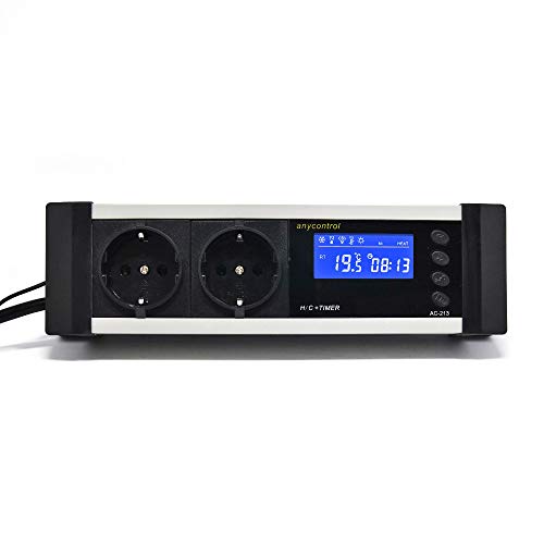 OCS.tec Digitaler Dimmer mit Timer Thermostat Thermoregler Temperaturregler Alarm Heizen/Kühlen Tag-/Nachtbetrieb Reptilien Terrarium Aquarium TMT-D100 TX3 von OCS.tec