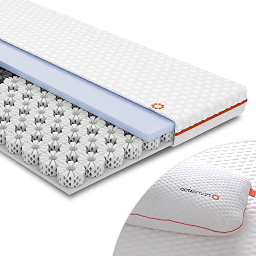 OCTASLEEP Smart Topper mit Kissen 100x200 - kühlende Matratzenauflage mit Federn aus Memory Foam - 3 Zonen für ideale Unterstützung - Härtegrad 4 -Öko-Tex Zertifiziert - atmungsaktiver Topper von OCTASLEEP