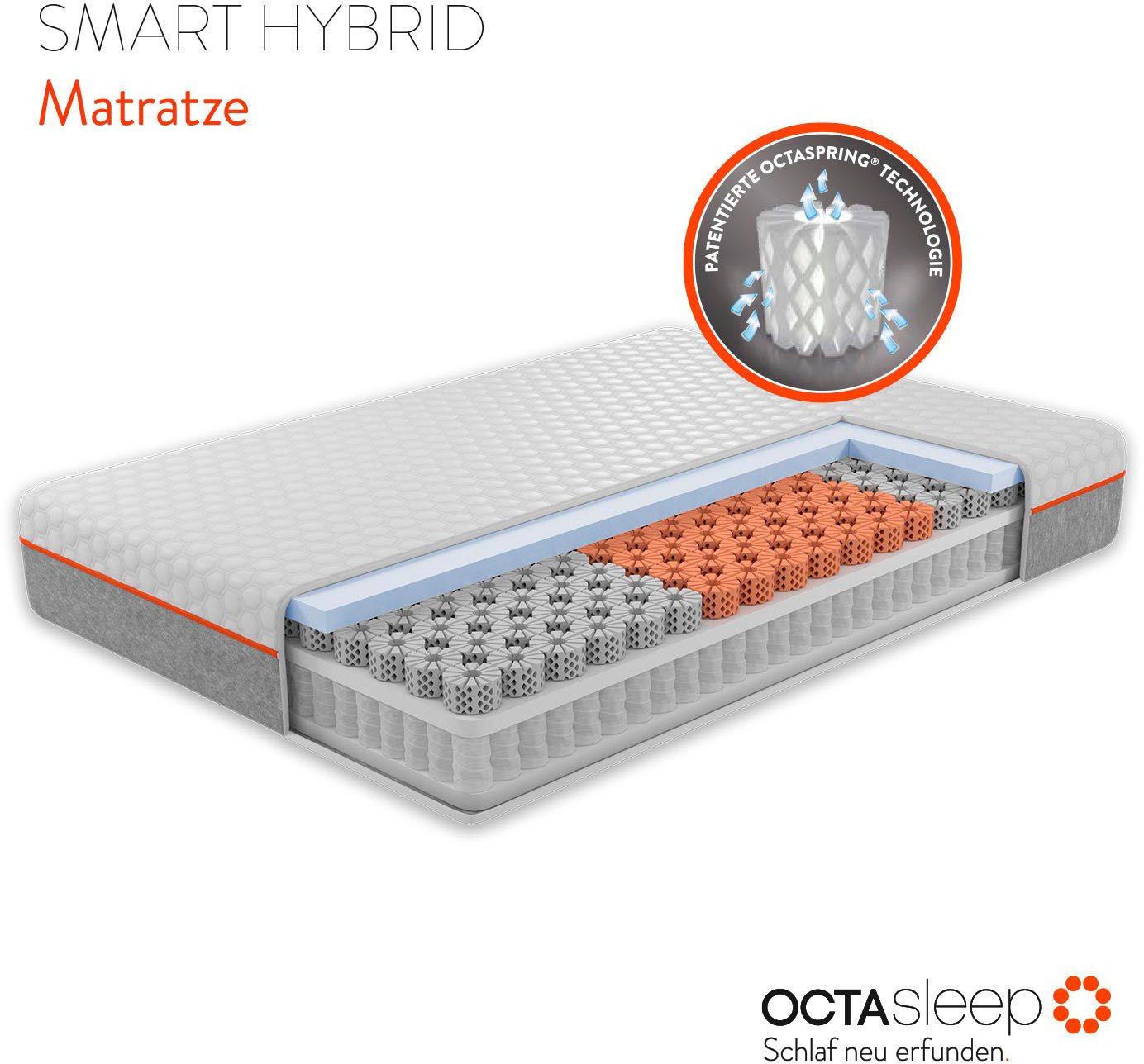 Taschenfederkernmatratze Octasleep Smart Hybrid Matress, OCTAsleep, 23 cm hoch, (1-tlg) von OCTAsleep