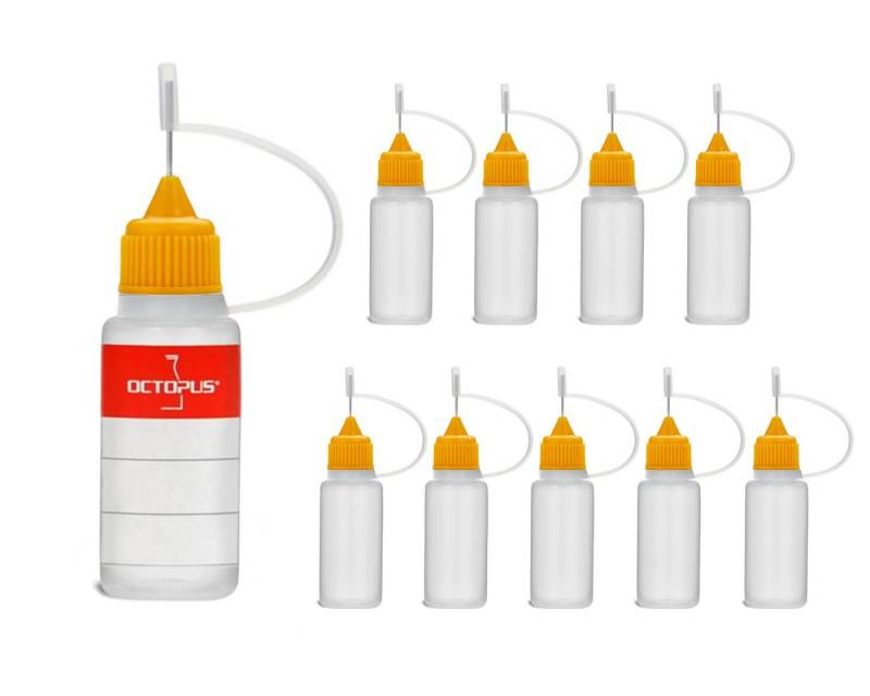 OCTOPUS Kanister 10 Plastikflaschen 10ml LDPE, G14, Tropfverschluss Nadelkappe, orange von OCTOPUS