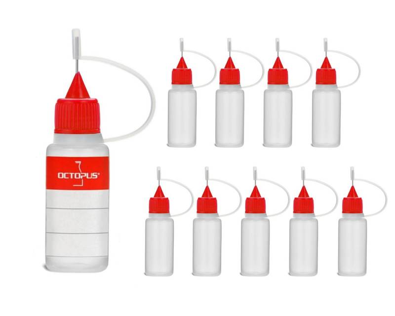 OCTOPUS Kanister 10 Plastikflaschen 10ml LDPE, G14, Tropfverschluss Nadelkappe, rot von OCTOPUS