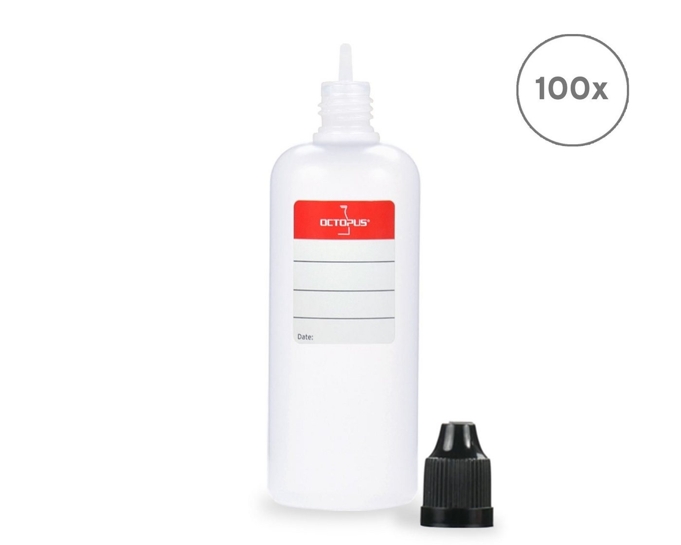 OCTOPUS Kanister 100 Plastikflaschen 100 ml LDPE, G14, Tropfeinsatz, Deckel schwarz (100 St) von OCTOPUS