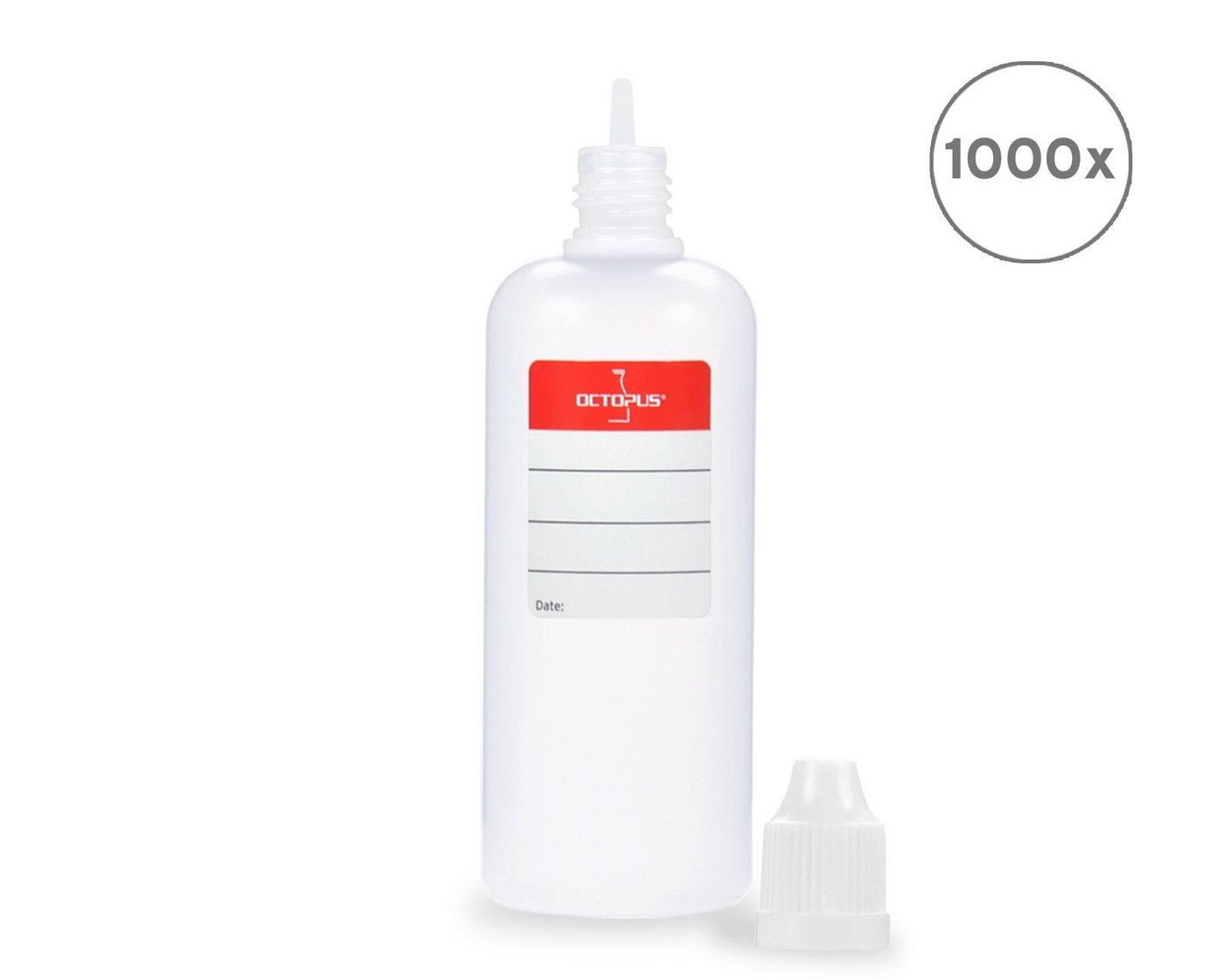 OCTOPUS Kanister 1000 Plastikflaschen 100 ml LDPE, G14, Tropfeinsatz, Deckel weiß (1000 St) von OCTOPUS