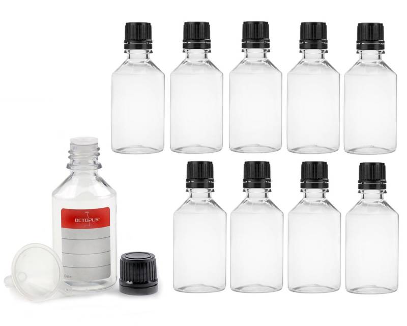 OCTOPUS Kanister 10x PET Flaschen mit Tropfverschluss, Volumen 50ml, Gewinde 18 von OCTOPUS