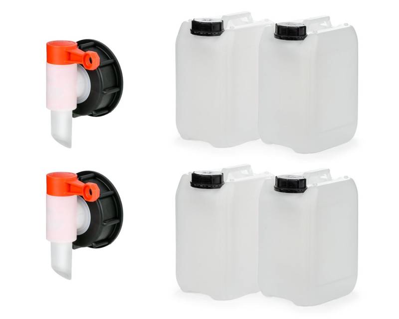 OCTOPUS Kanister 4x 5L Kanister Zapfhahn 51mm Gewinde Wasserbehälter lebensmittelecht (4 St) von OCTOPUS