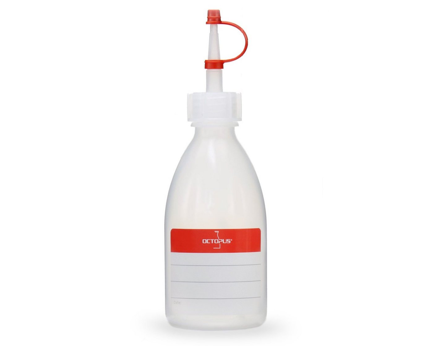 OCTOPUS Kanister Plastikflaschen 100 ml aus LDPE, natur, G18, Tropfverschluss, rotes (500 St) von OCTOPUS