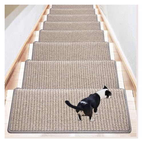 Stufenmatten Innen Weich Teppich Treppen,Treppenstufen Matten Treppenteppich Selbstklebend Teppichfliesen Rutschfeste für Holzstufen,Waschbarer Stufenschutz Treppenschoner für Kinder Ältere Hunde ( Co von ODAROS