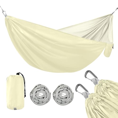 Faltbare Camping-Hängematten aus Chiffon, mit 2 Baumgurten, 289,6 x 137,2 cm, Zitronengelb Faltbare Camping-Hängematten aus Chiffon, mit 2 Baumgurten, 289,6 x 137,2 cm, Zitronengelb von ODAWA