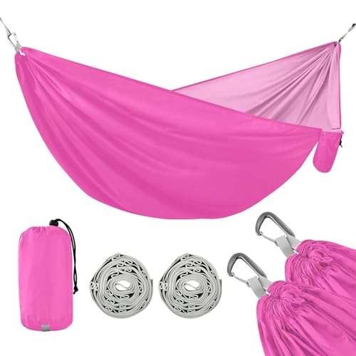 Fashion Pink Faltbare Camping-Hängematten, Doppel-Hängematten mit Reisetasche, 289,6 x 137,2 cm Fashion Pink Faltbare Camping-Hängematten, Doppel-Hängematten mit Reisetasche, 289,6 x 137,2 cm von ODAWA