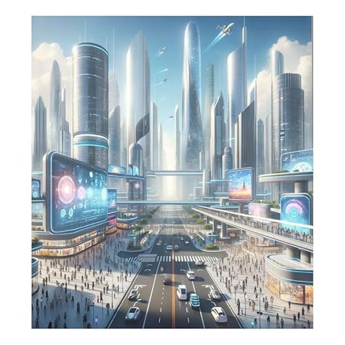 Future City Geschirrspüler-Magnet-Abdeckfolie, magnetische Türabdeckung, Vinyl, dekoratives Paneel, Aufkleber, Heimküchen-Dekoration von ODAWA