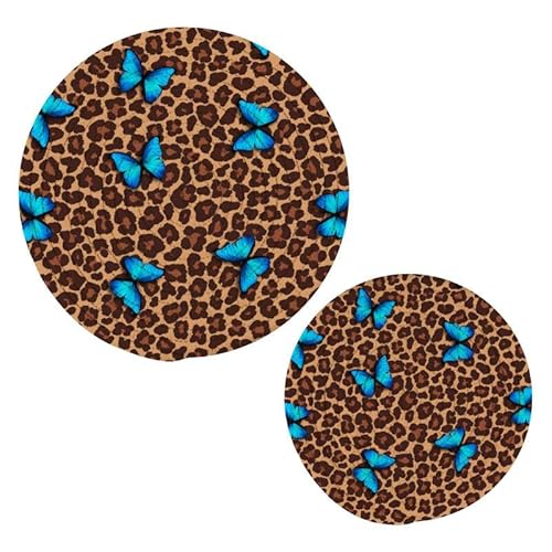 Hot Pads Topflappen Untersetzer Set Schmetterling Leopard Gepardendruck Baumwollfaden Webart Untersetzer für heiße Töpfe und Pfannen Tischmatten zum Kochen und Backen von ODAWA