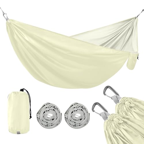 Light Goldenrod gelbe Camping-Hängematte, tragbare Hängematten mit Baumgurten, tragbare faltbare Hängematte, 289,6 x 137,2 cm Light Goldenrod gelbe Camping-Hängematte, tragbare Hängematten mit Baumgurten, tragbare faltbare Hängematte, 289,6 x 137,2 cm von ODAWA