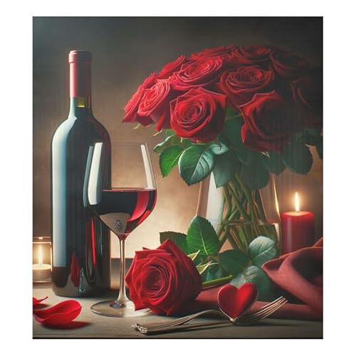 Magnetabdeckung für Geschirrspüler zum Valentinstag, Rotweinrose, aus Vinyl, dekoratives Panel, Dekoration für Zuhause, Küche von ODAWA