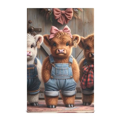 ODAWA Country Cows with Bows Kitchen Towles Kitchen Dishcloth Towels Dish Cloth for Household Cleaning, Set of 1 von ODAWA