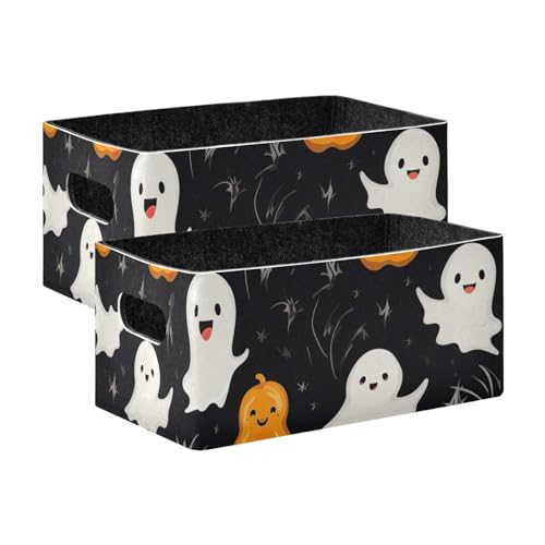 ODAWA Faltbare Aufbewahrungsboxen für Halloween, schwarz, dekorative Organisationskörbe für Regale und Schrank, 2 Stück von ODAWA
