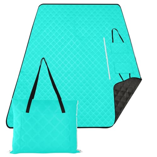 ODAWA Tragbare Picknickdecke, groß, faltbar, für den Außenbereich, 203,2 x 299,7 cm, Türkis / Blau von ODAWA
