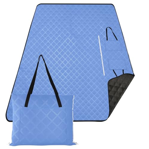 ODAWA Tragbare Picknickdecke, leicht zu tragen, kompakte Tragetasche, Decken, Outdoor-Picknickdecke, 152,4 x 203,2 cm, Kornblumenblau von ODAWA