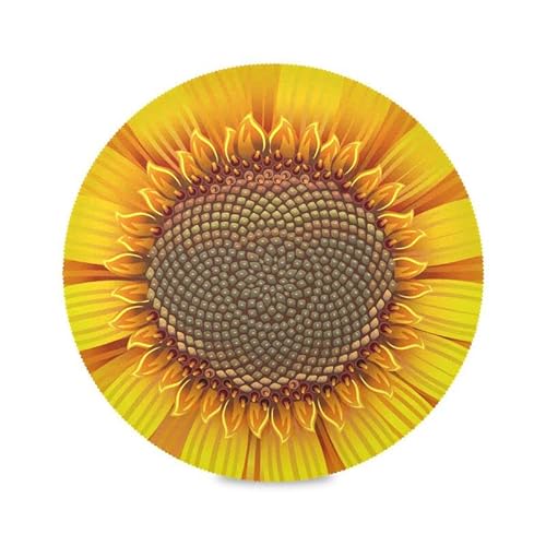 Sonnenblume auf weißem Hintergrund, Tellermatten Hitzeschutz-Pad, rundes Tischset-Set für Küche, Tischdekoration von ODAWA