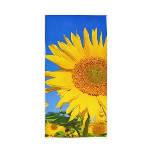 Sonnenblumenfeld-Handtücher für Zuhause, Badezimmer, Fitnessstudio, Yoga, Spa, Hotel, saugfähig, weich, bequem, 76 x 38 cm von ODAWA