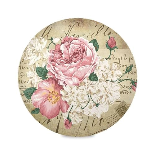 Vintage Rose Floral Plate Mats Rutschfeste Runde Platzsets für Küche Tisch Dekor von ODAWA