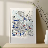 Individuell Amsterdam Landkarte Personalisierte Karte Geschenk Stadtplan von ODAproducts