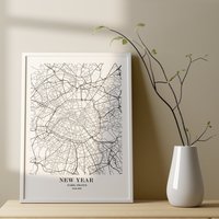 Paris Individuelle Landkarte Druck Geschenk Personalisierte Karte Poster Gedruckte von ODAproducts