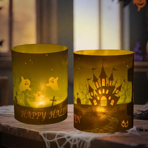 12 Stück Halloween Windlicht Tischdeko, Geister, Schloss & Karge Baum Muster, Halloween Deko Innen für Party Geburtstag, Windlichter Tischdeko für Teelichter oder Kerzen 12 Stück Halloween Windlicht Tischdeko, Geister, Schloss & Karge Baum Muster, Halloween Deko Innen für Party Geburtstag, Windlichter Tischdeko für Teelichter oder Kerzen von ODDerZZii