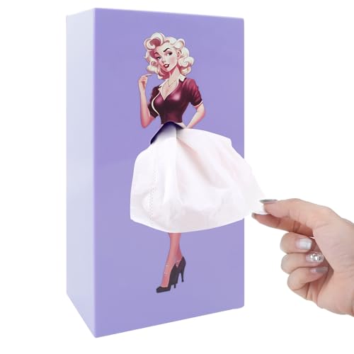 Taschentuchbox Röcke für Mädchen, Flying Skirt Tissue Box Cover, Tücherbox mit Fliegendem Rock, Retro Mädchen Taschentücher Kreative Rock Kosmetiktücher Box, Taschentuchspender (Violett) von ODDerZZii