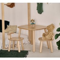 Kleinkindtisch Und Stuhl, Kinderzimmermöbel, Holzstuhl, Auszeitstuhl, Montessori-Möbel, Kindertisch Stühle, Table Enfant, Aktivität von ODEAStoys