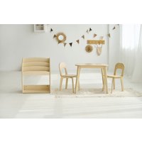 Montessori-Möbel - Holzspieltisch Und Stühle Für Kinder, Montessori-Bücherregal Tisch- Stuhlset, Bücherregal Kleinkinder von ODEAStoys