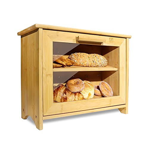 ODEDEN Brotbehälter aus Bambus, zweilagiger Brotkasten, Brotaufbewahrung für die Küchentheke, Backwaren, hausgemachtes Brot, Brötchen, Gebäck ODEDEN Brotbehälter aus Bambus, zweilagiger Brotkasten, Brotaufbewahrung für die Küchentheke, Backwaren, hausgemachtes Brot, Brötchen, Gebäck von ODEDEN