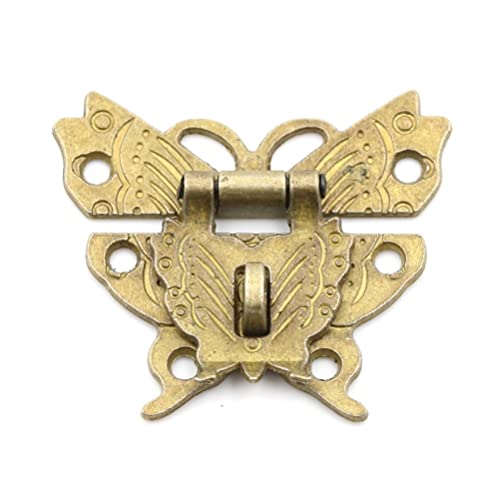 ODETOJOY 1 Stück Antike Bronze Schmetterling Schrank Riegel Hasp Pad Schloss Verschluss für Schmuck Holzkiste Fall Truhe Retro Vintage Dekorative Mini Riegel für Werkzeugkasten Geschenkbox Koffer mit von ODETOJOY