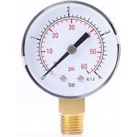 1 PC-Mini-Manometer für Heizöl oder Wasser, Dual-Skala-Manometer 0 -4 bar / 0-60 psi npt von ODIPIE
