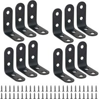 12 Stück 40 mm x 40 mm Eckstrebe, schwarz, rechtwinklige Halterung, L-förmige Halterung, 40 mm Edelstahl, 90-Grad-Winkelhalterung, Regalhalterung für von ODIPIE