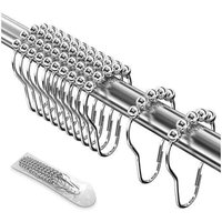 12 Stück Edelstahl Duschringe 7x4cm Duschvorhanghaken mit Gleitsystem Metall Gleitkugeln für Duschvorhangstangen Vorhänge (Silber) von ODIPIE
