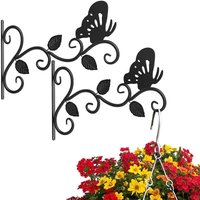 Odipie - 2er Pflanzenhalterung Blumenampelhalter Wandhaken Schmetterlingsform Schwarze mit Schrauben für Vogelkäfige Windspiele Blumentöpfe Odipie - 2er Pflanzenhalterung Blumenampelhalter Wandhaken Schmetterlingsform Schwarze mit Schrauben für Vogelkäfige Windspiele Blumentöpfe von ODIPIE