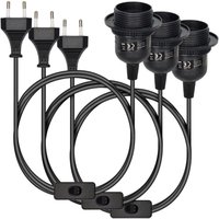 3x Pendelleuchte – Fassung mit Schaltkreis, schwarzes Gehäuse mit 3,5 m Kabel, Schraubgewindering – E27-Hängeleuchte 3x Pendelleuchte – Fassung mit Schaltkreis, schwarzes Gehäuse mit 3,5 m Kabel, Schraubgewindering – E27-Hängeleuchte von ODIPIE