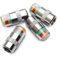 4 Stück Autoreifen-Ventilkappen mit Anzeige, 3 Farben von ODIPIE