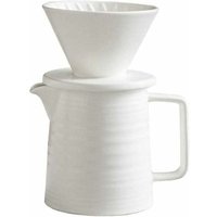 Odipie - 500-ml-Kaffeekannenset, Premium-V60-Keramiktropfer und Dekanter, 1–2 Tassen Haushaltsfilterkaffeemaschine (weiß) von ODIPIE