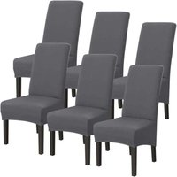 6er-Set xl Stretch Grau Stuhlhussen für Esszimmer Elastischer Bezug Hochlehner Stühle Große Größe Waschbar 6er-Set xl Stretch Grau Stuhlhussen für Esszimmer Elastischer Bezug Hochlehner Stühle Große Größe Waschbar von ODIPIE