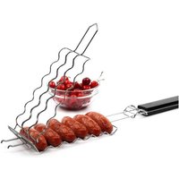 Barbecue Grillkorb, Metall Grillwurstregal 6 Hot Dogs Metall Grillwurstregal Grill Mesh Clip Halter Picknickküche von ODIPIE