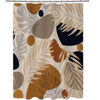 Boho Duschvorhang 180x180 cm Braun, Moderne Abstrakte Kunst Boho Stil Palmenblätter Pflanzen Waschbarer Textil Wasserdichter Duschvorhang für von ODIPIE