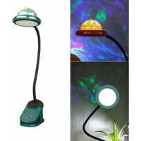 Clip-Lampe für Kinder, wiederaufladbares USB-LED-Clip-Leselicht mit Sternenprojektion, Schwanenhals-Nachttischlampe, 360°-Touch-Dimmen, von ODIPIE
