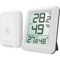 Drahtloses digitales Hygrometer LCD-Thermometer für drinnen und draußen, elektronischer Temperatur- und Feuchtigkeitsmonitor, Wetterstation, Wecker von ODIPIE